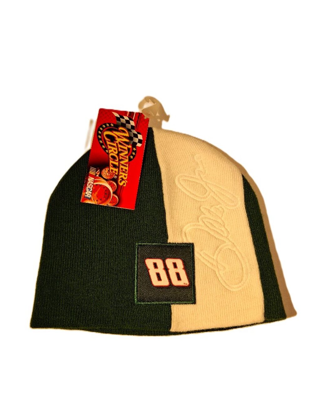 NWT Dale Earnhardt Jr 88 NASCAR Beanie Hat Winners Circle Green White Knit Y2K
